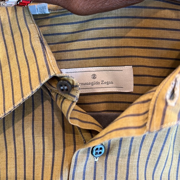 Ermeneglide Zegna men’s pin stripped large long sleeve designer, 100% cotton. - Picture 6 of 7